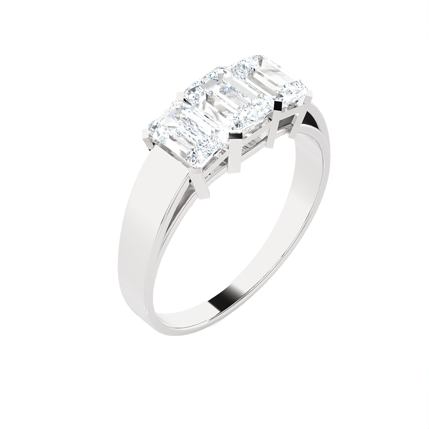 Emerald Cut Three-Stone Engagement Anniversary Ring