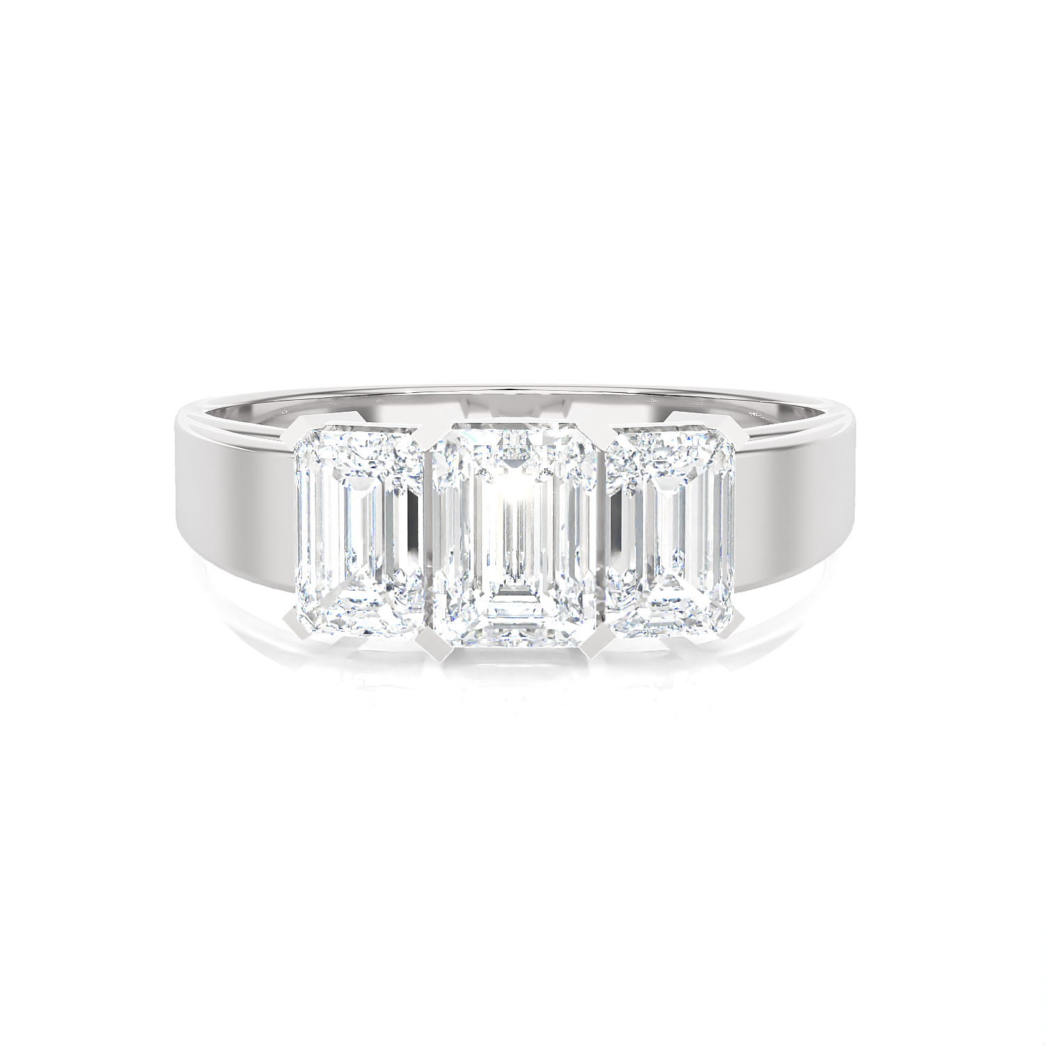 Emerald Cut Three-Stone Engagement Anniversary Ring