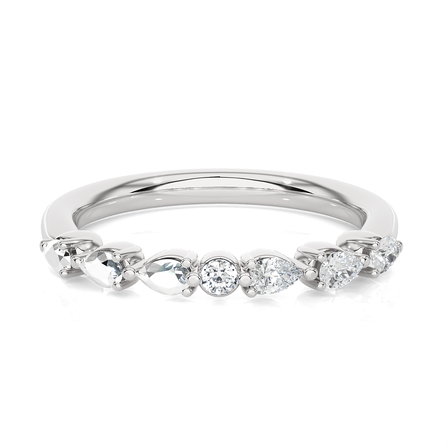 Mixed-Cut Slim Stacking 7-Stone Ring