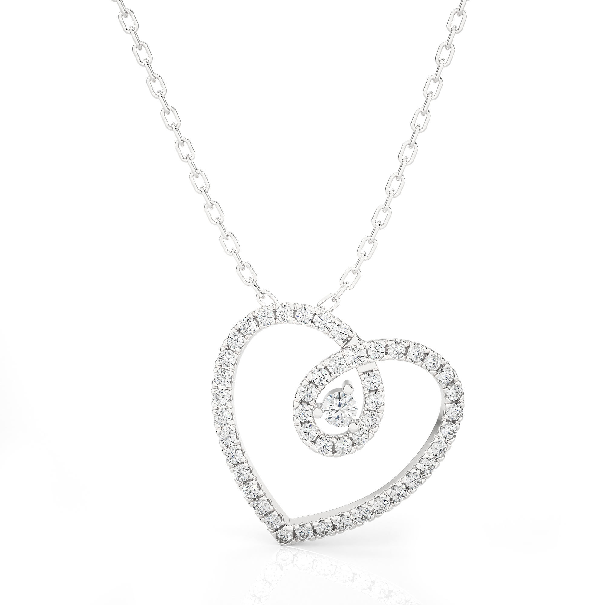Marine Diamond Heart Necklace