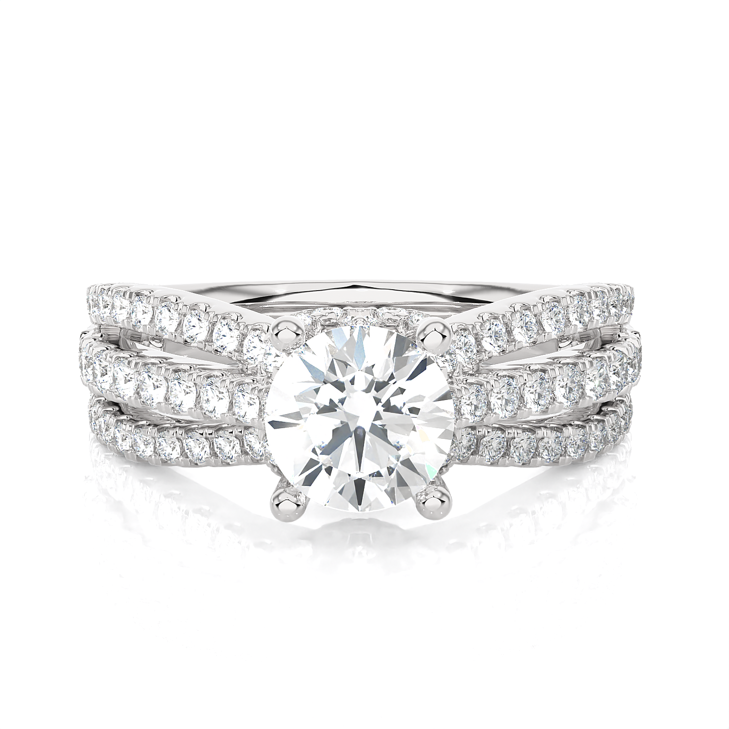 Brilliant Triple Row Engagement Ring