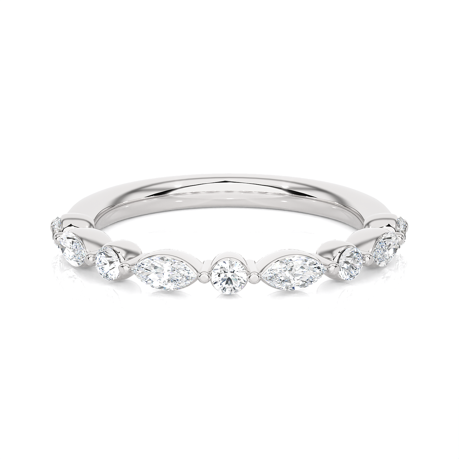 Marquise Leaf Wedding Stack Wedding Band