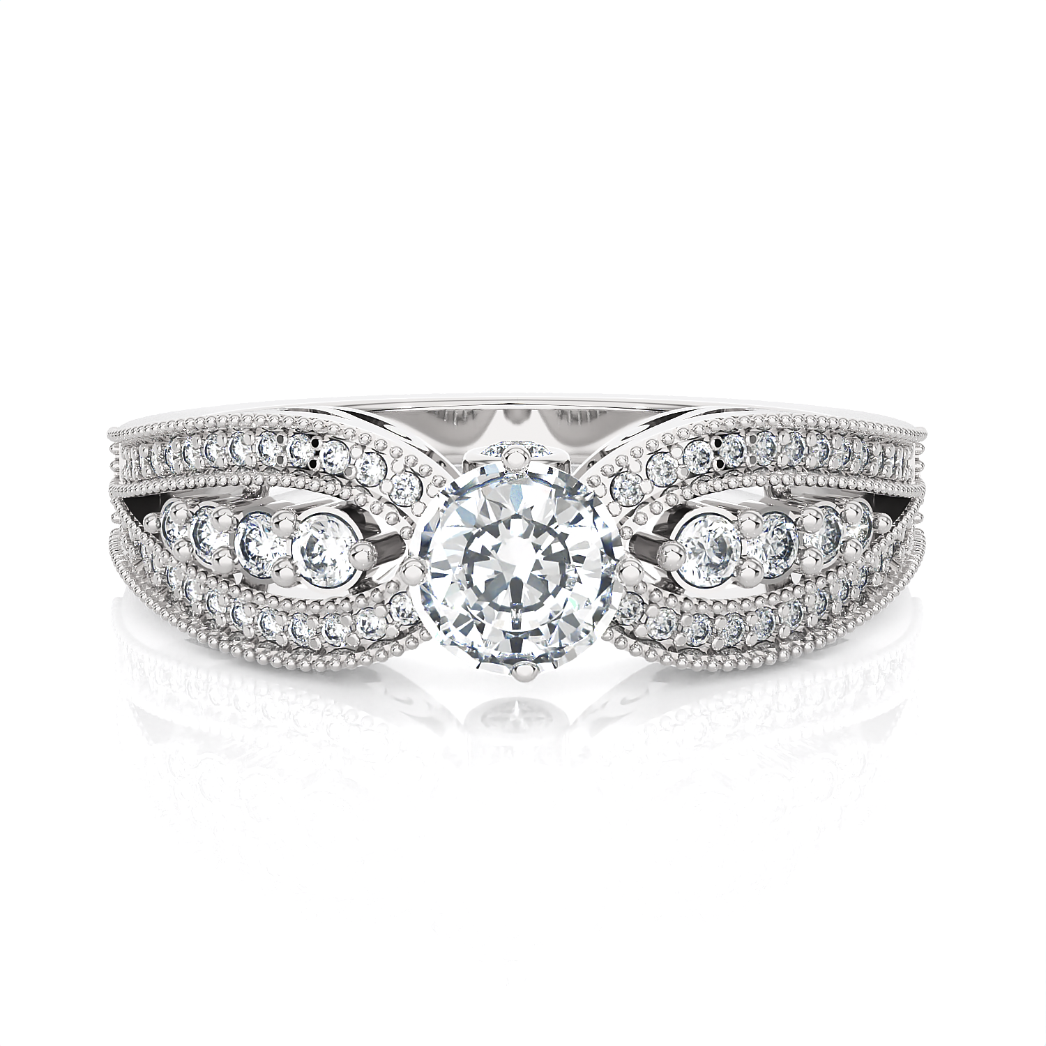 Triple Split Shank Vintage Engagement Ring