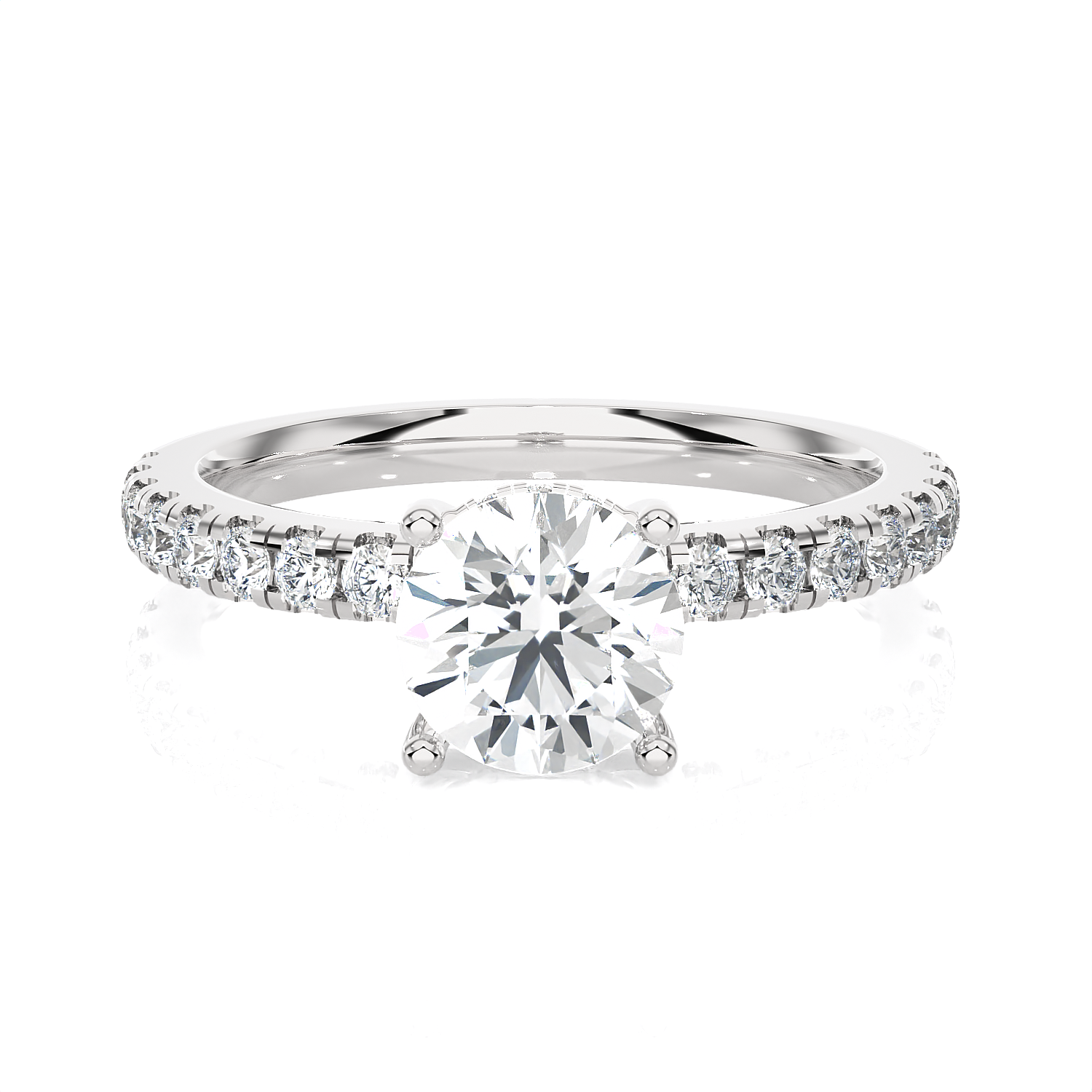 French Pave Engagement Ring