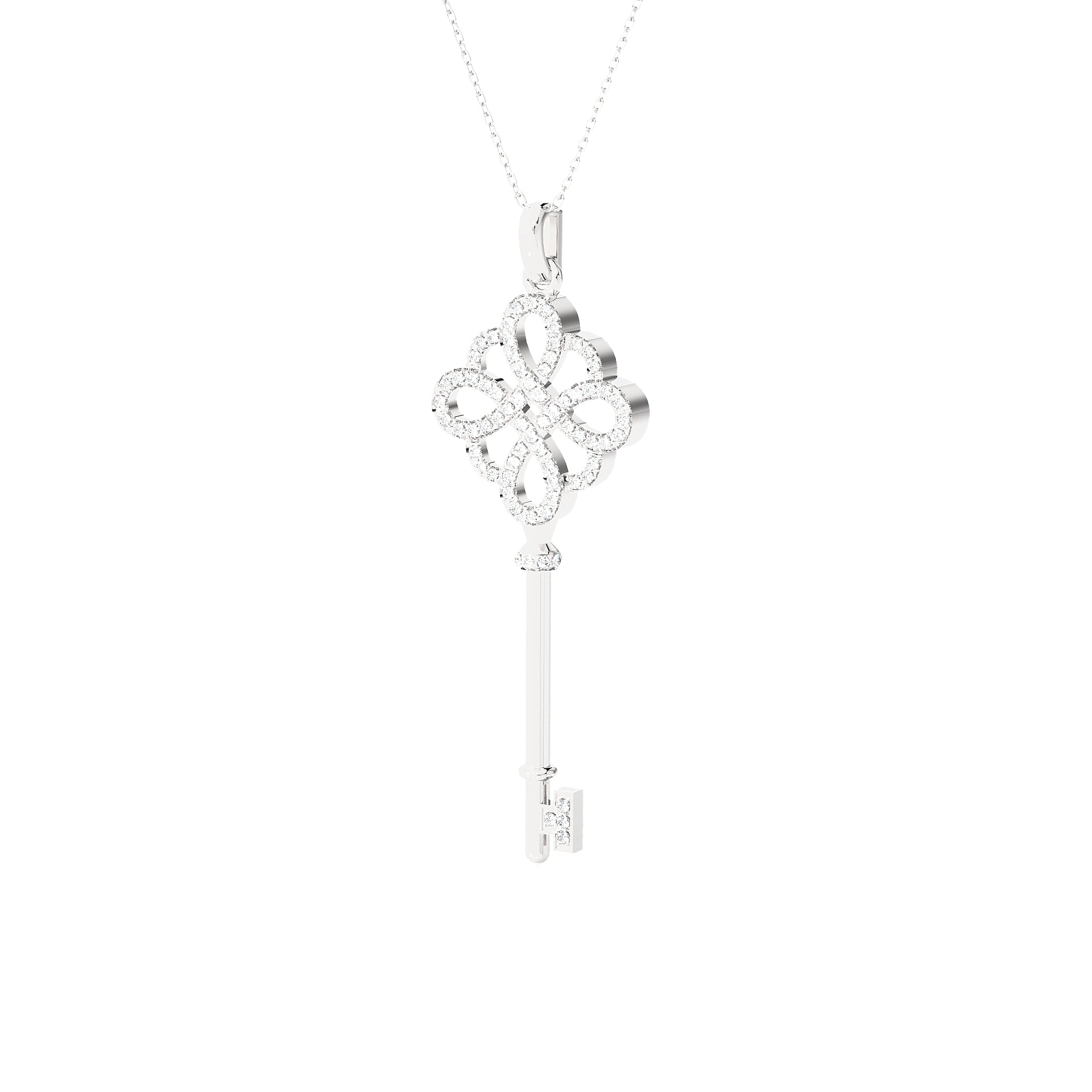 Floral Key Diamond Necklace Necklace