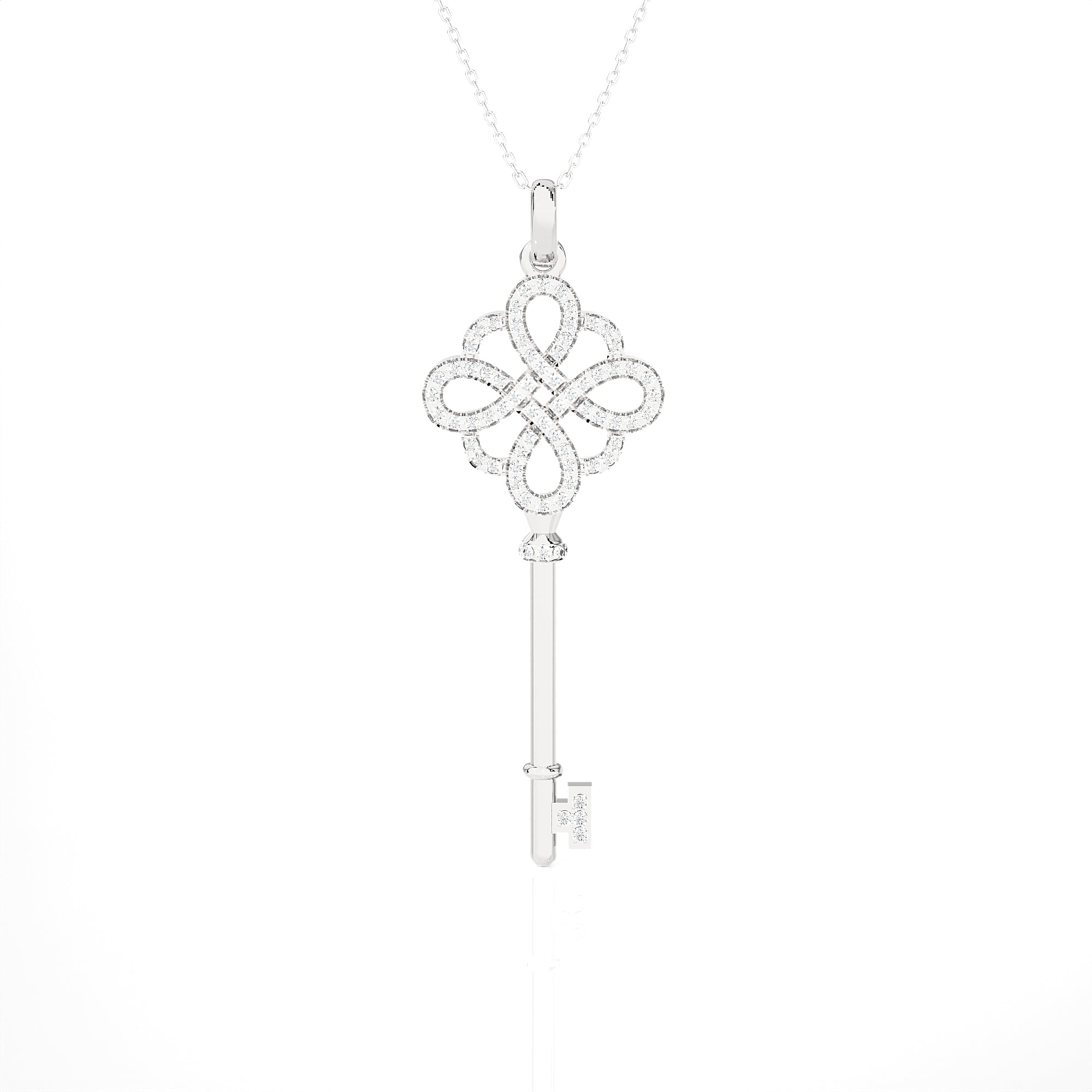 Floral Key Diamond Necklace Necklace