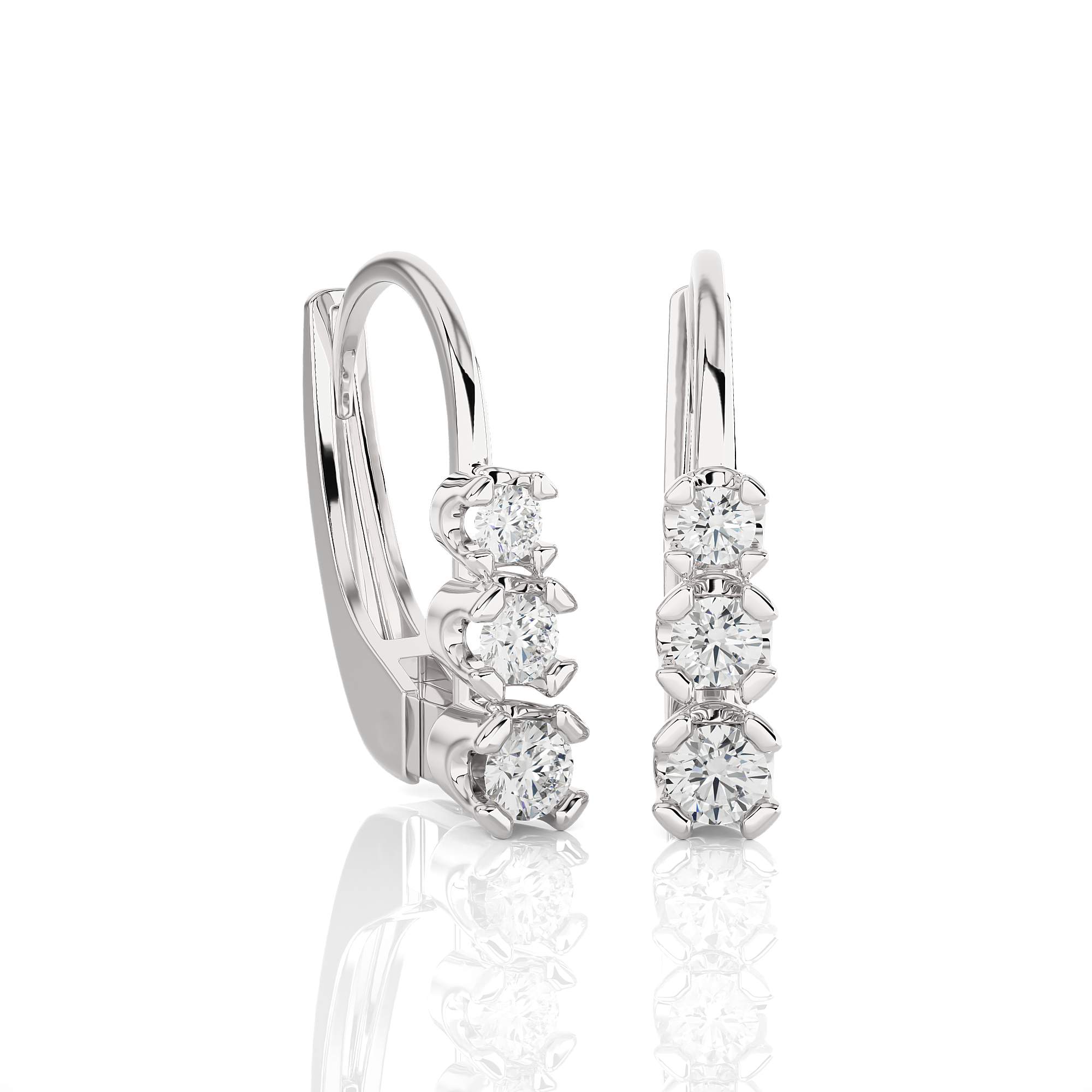 3 Stone Sparkling Earrings