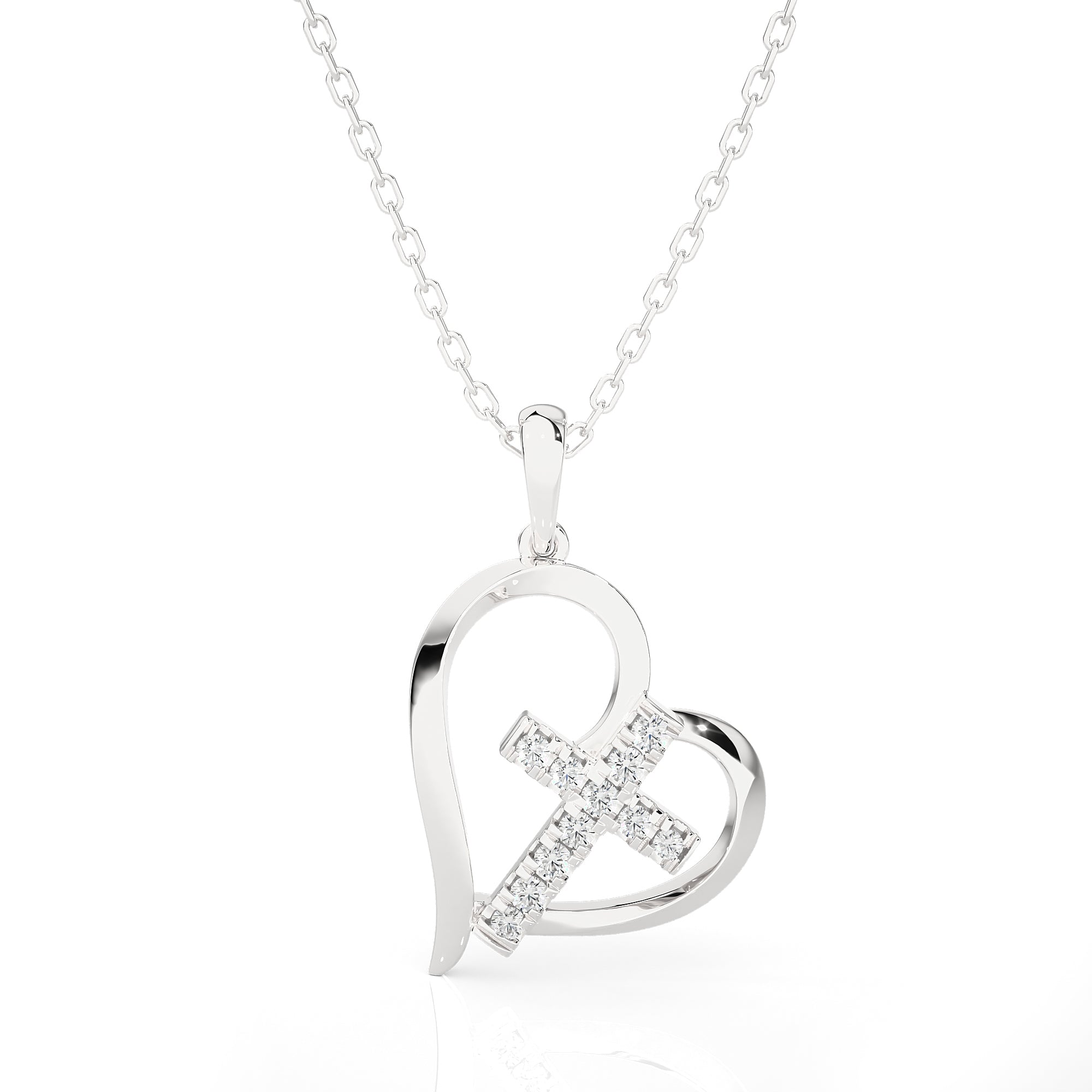 Cross With Heart Diamond Necklace
