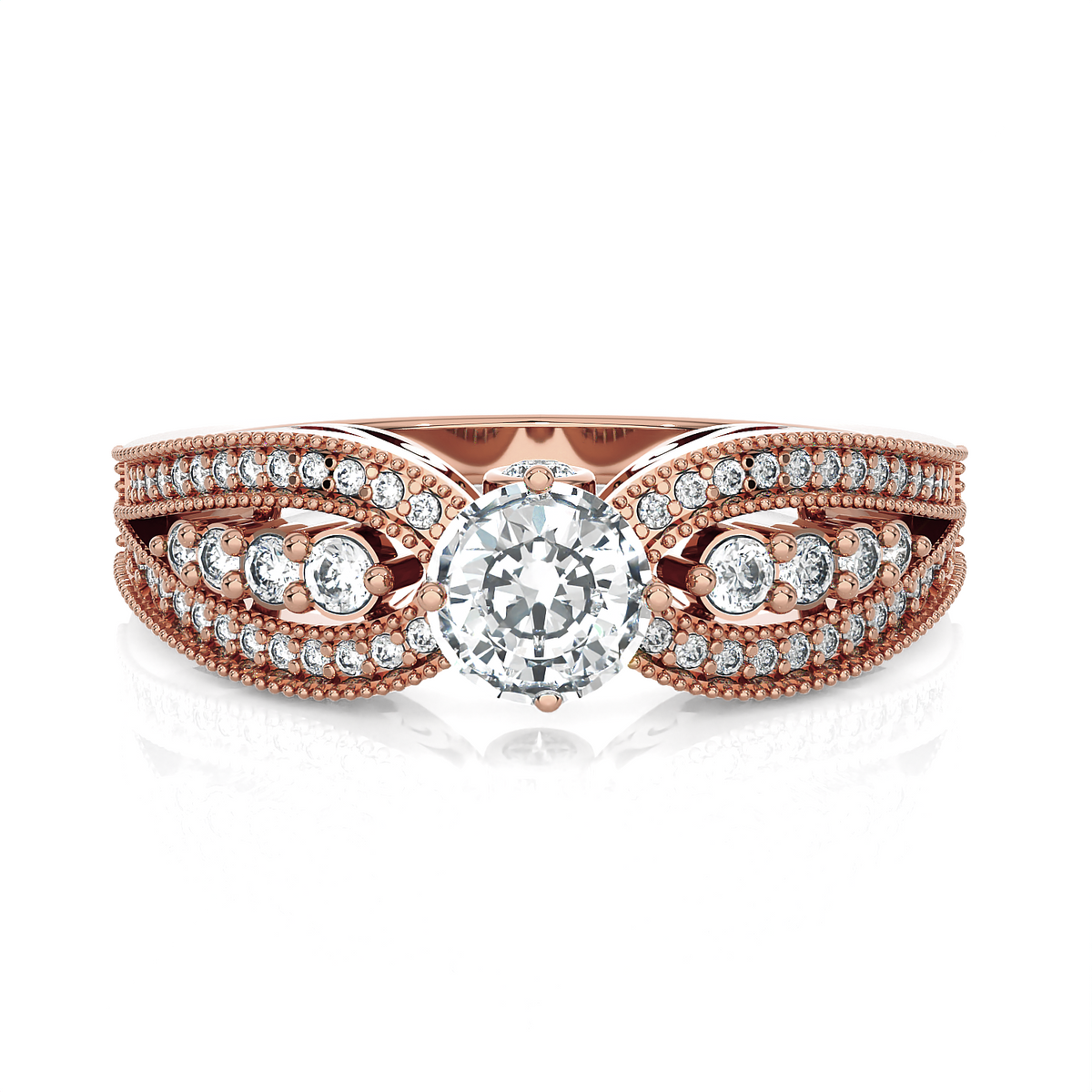 Triple Split Shank Vintage Engagement Ring